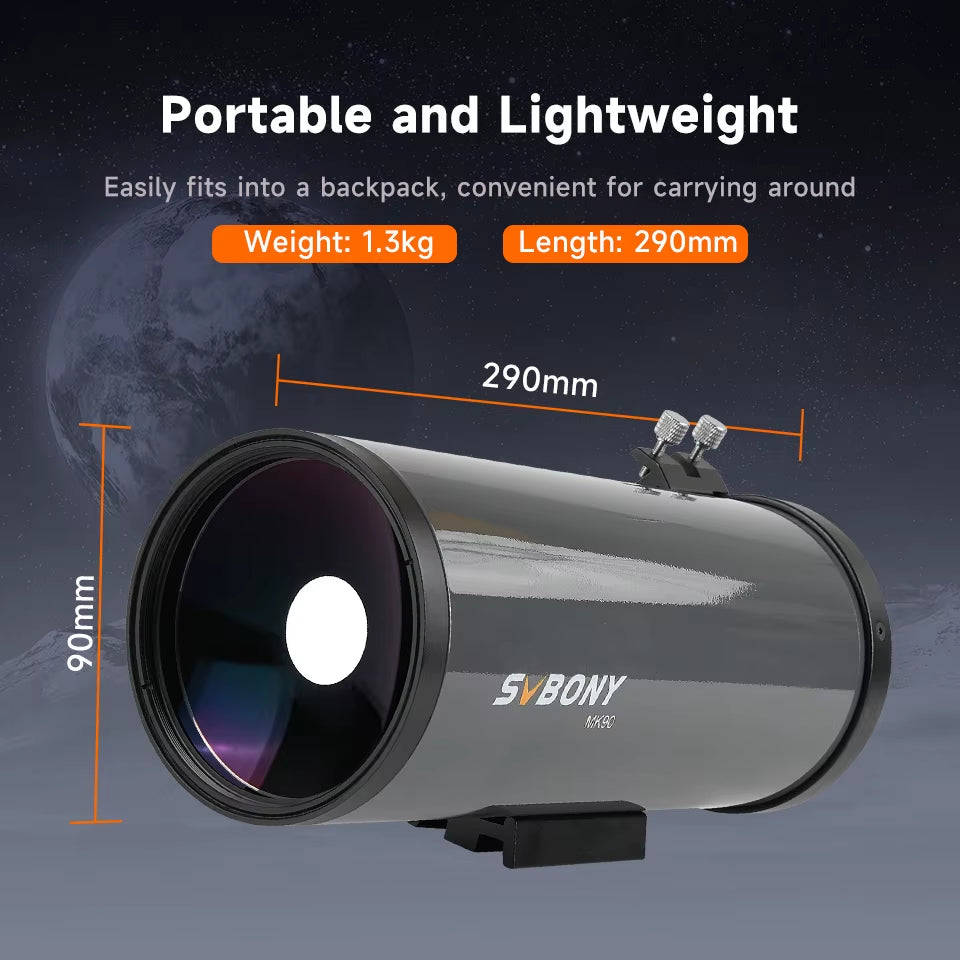 MK90 Maksutov-Cassegrain Telescope 90Mm Aperture, Portable Grab-And-Go , Ideal for Lunar,Planetary Observations