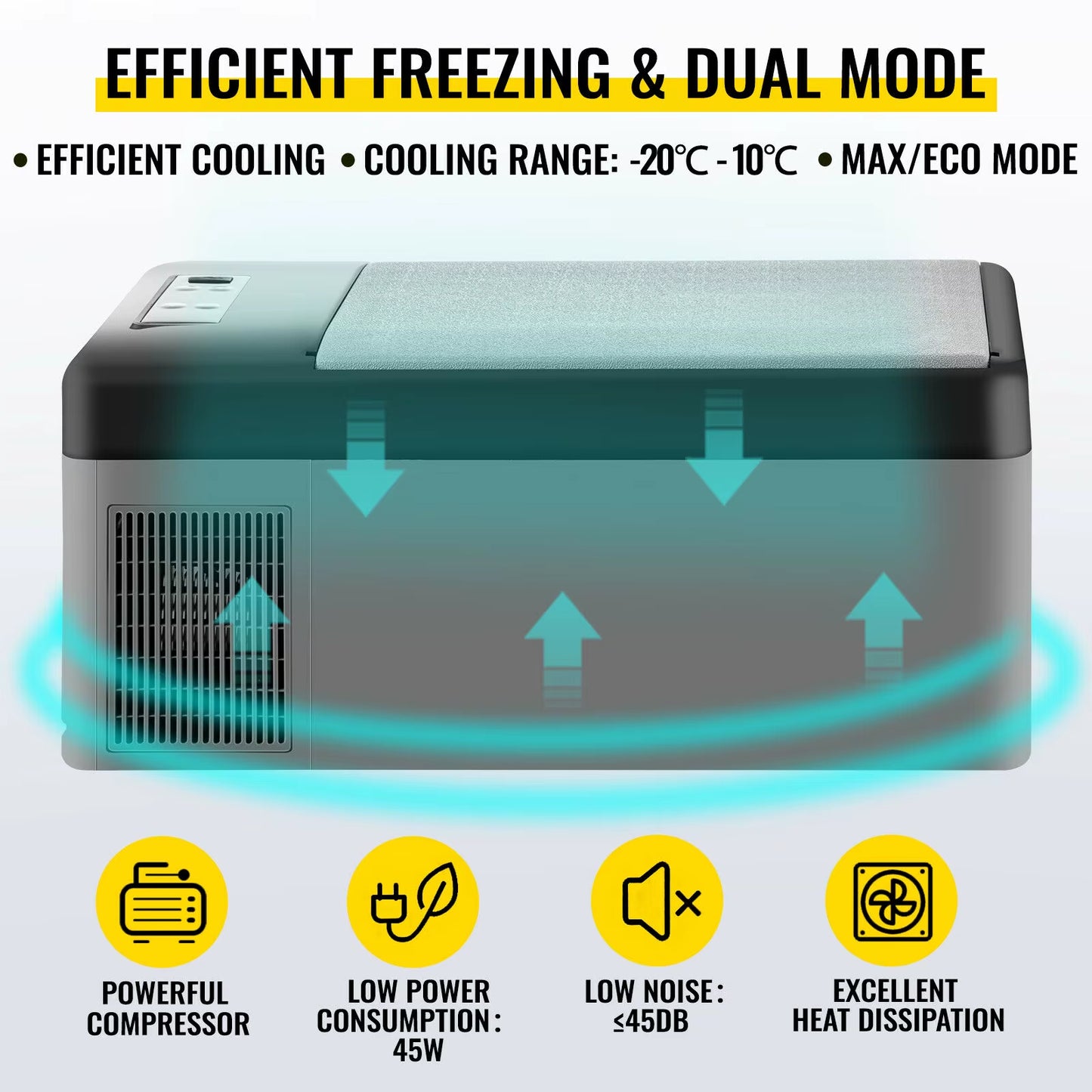 Succebuy 15L Small Fridge Portable Car Freezer 12V/24V Mini Refrigerator Compressor Cooler for Traveling Outdoor Activities