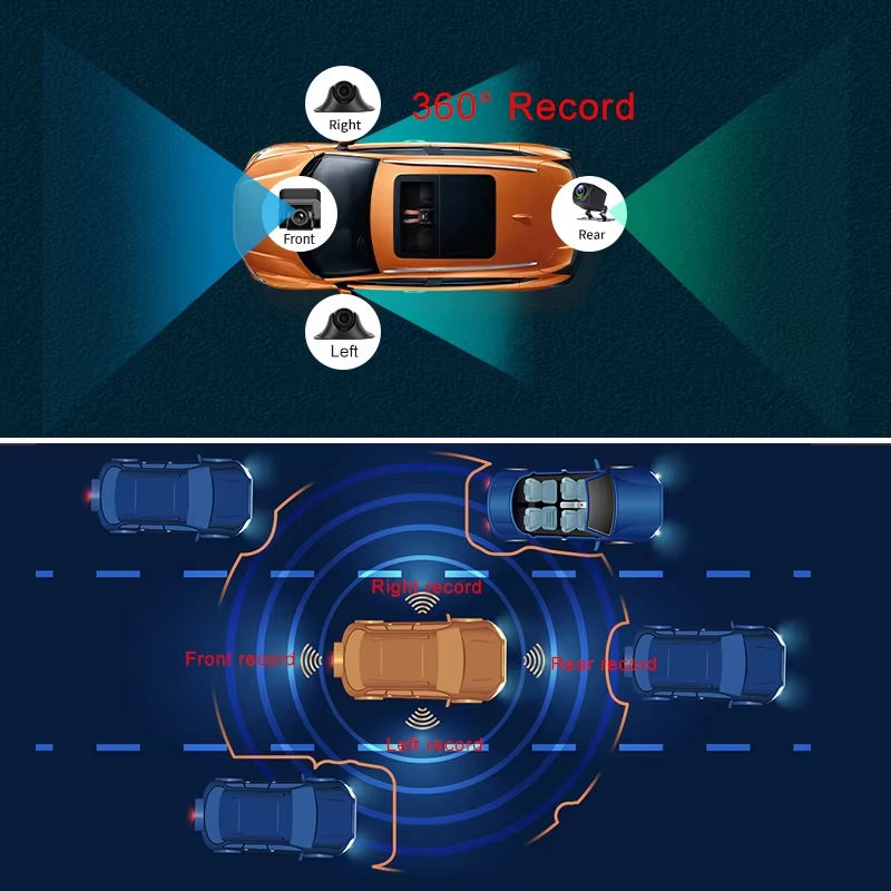 4 Cameras 4G Android 8.1 Car Dash Cam GPS Navigation HD 720P Video Recorder Dashboard DVR Wifi App Remote Monitoring