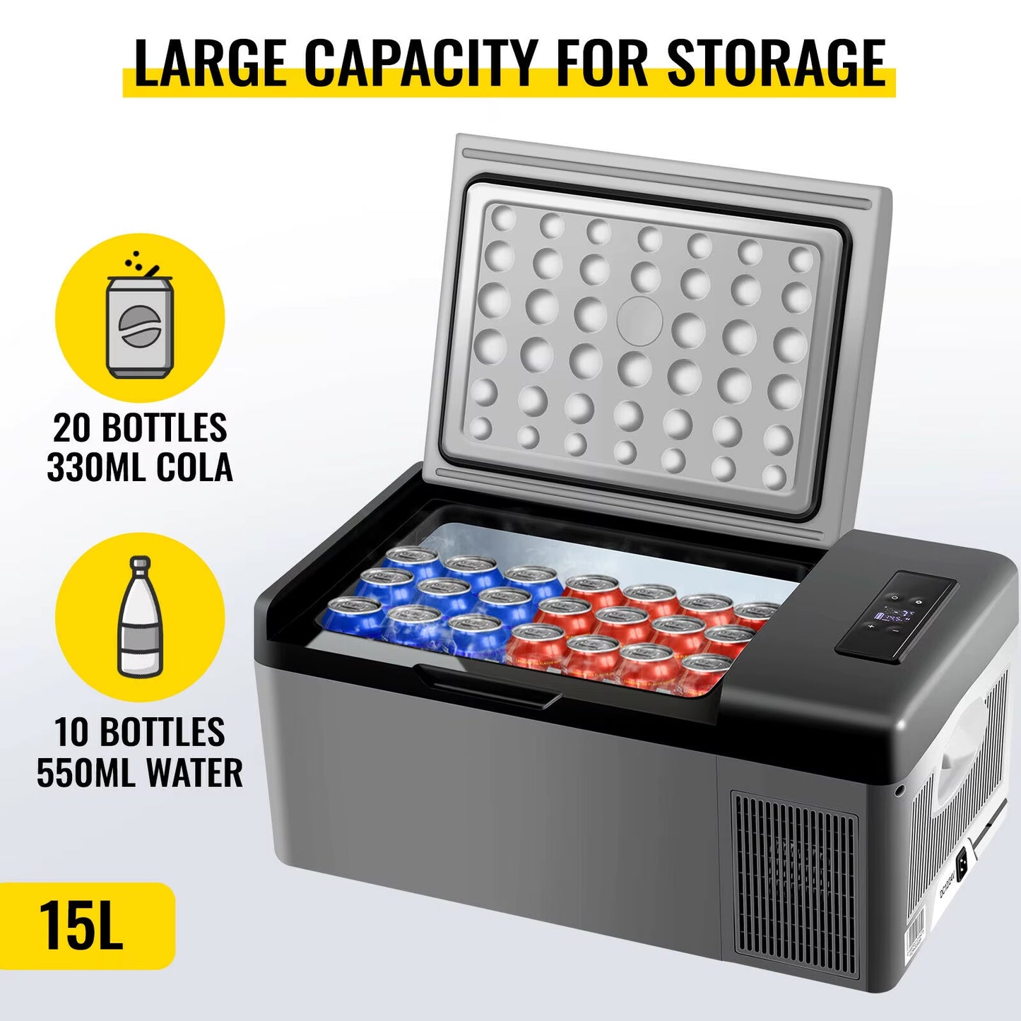 Succebuy 15L Small Fridge Portable Car Freezer 12V/24V Mini Refrigerator Compressor Cooler for Traveling Outdoor Activities