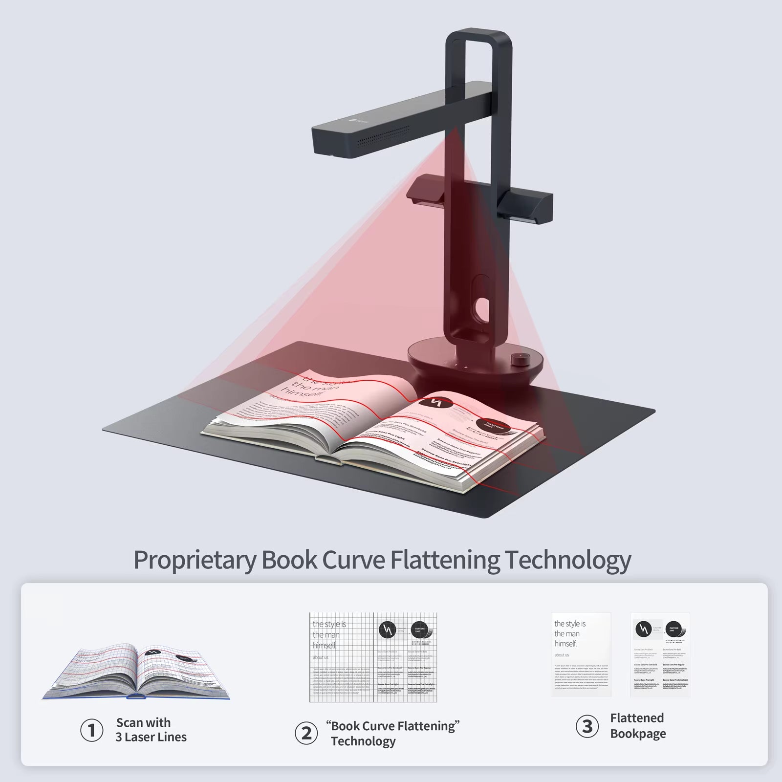 Book Scanner Aura Pro Portable Document Scanner 14MP Max A3 Size with Smart OCR Led Table Desk Lamp for Family Home Office