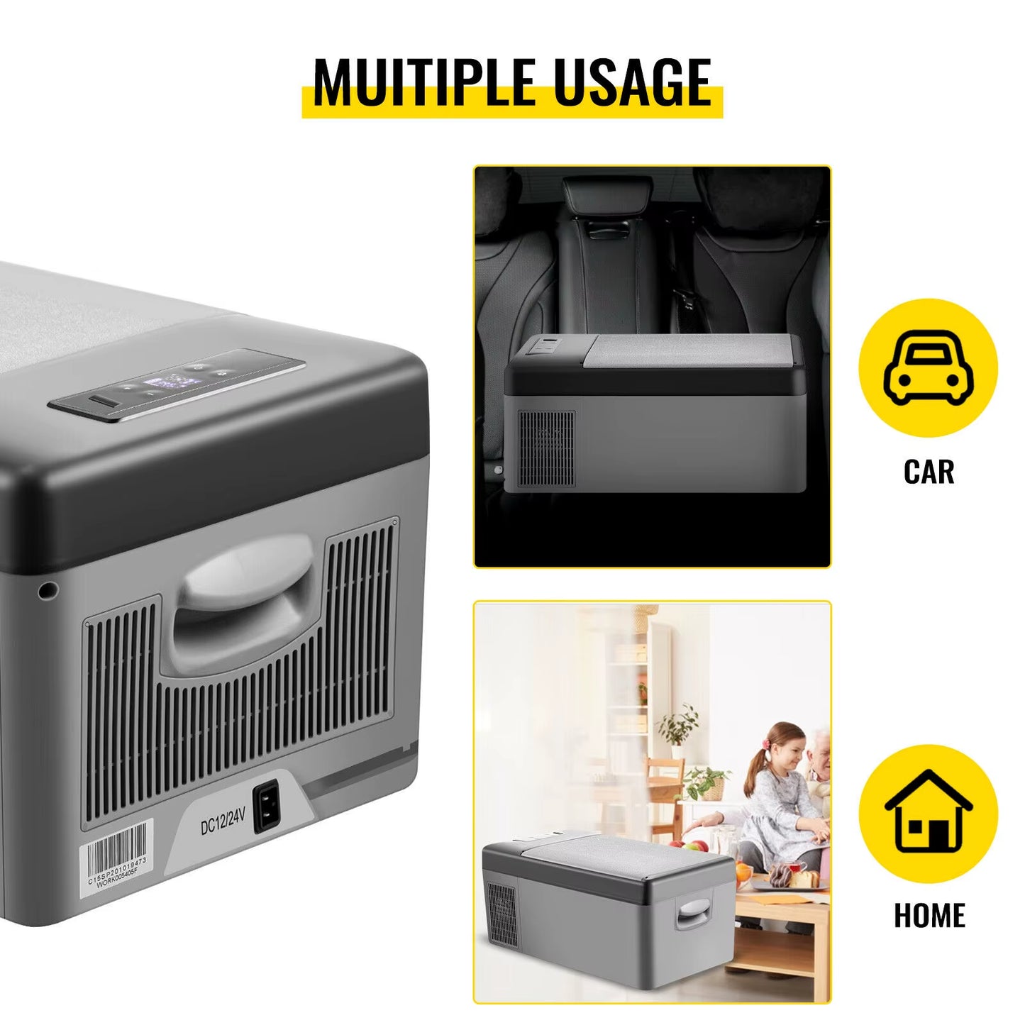 Succebuy 15L Small Fridge Portable Car Freezer 12V/24V Mini Refrigerator Compressor Cooler for Traveling Outdoor Activities