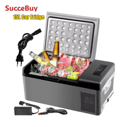 Succebuy 15L Small Fridge Portable Car Freezer 12V/24V Mini Refrigerator Compressor Cooler for Traveling Outdoor Activities