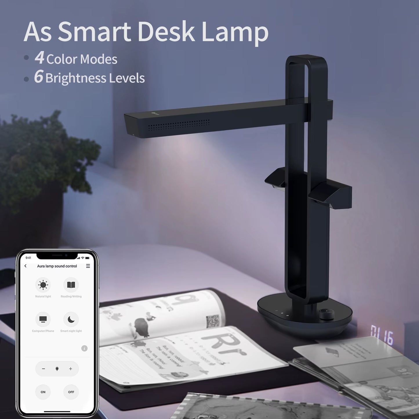 Book Scanner Aura Pro Portable Document Scanner 14MP Max A3 Size with Smart OCR Led Table Desk Lamp for Family Home Office