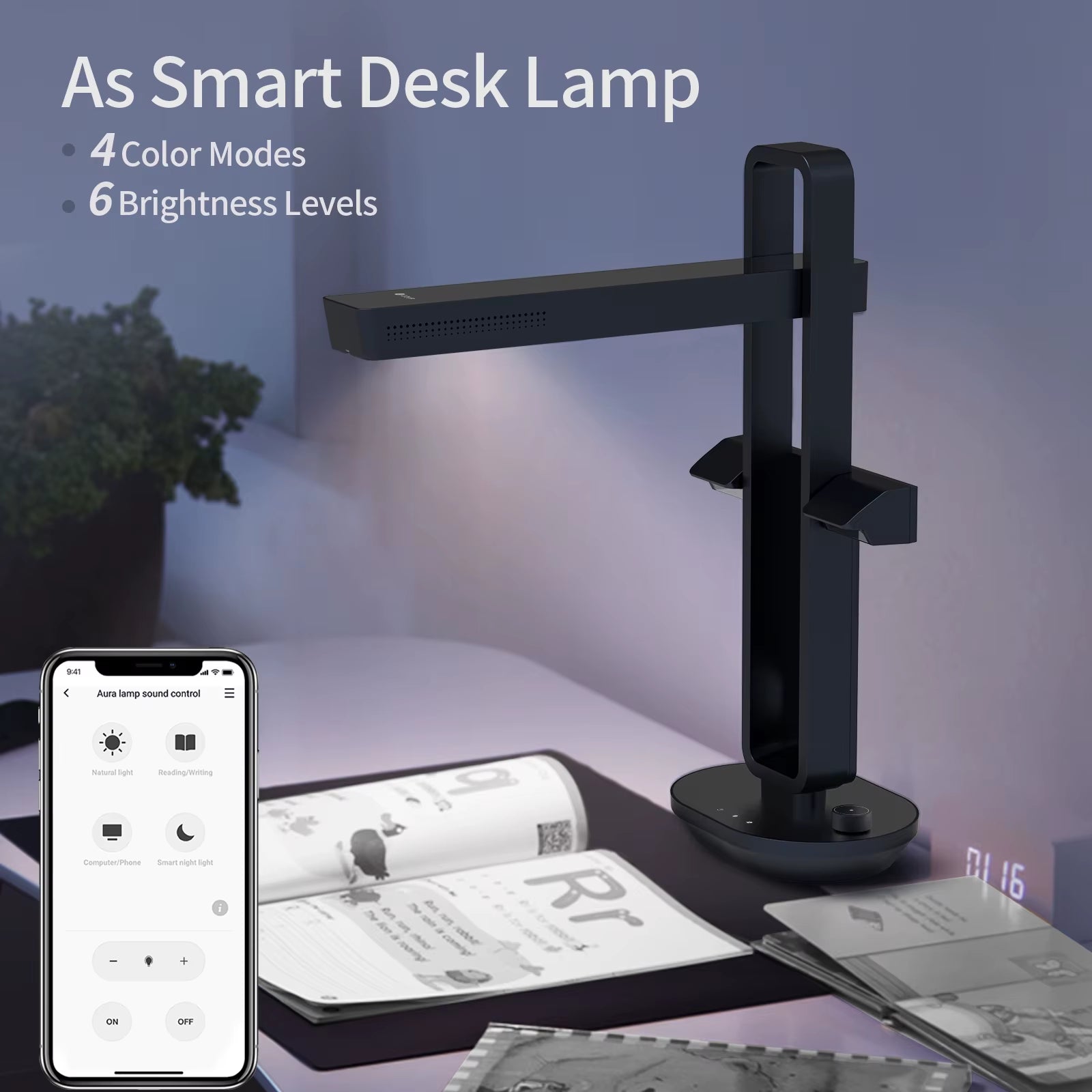 Book Scanner Aura Pro Portable Document Scanner 14MP Max A3 Size with Smart OCR Led Table Desk Lamp for Family Home Office