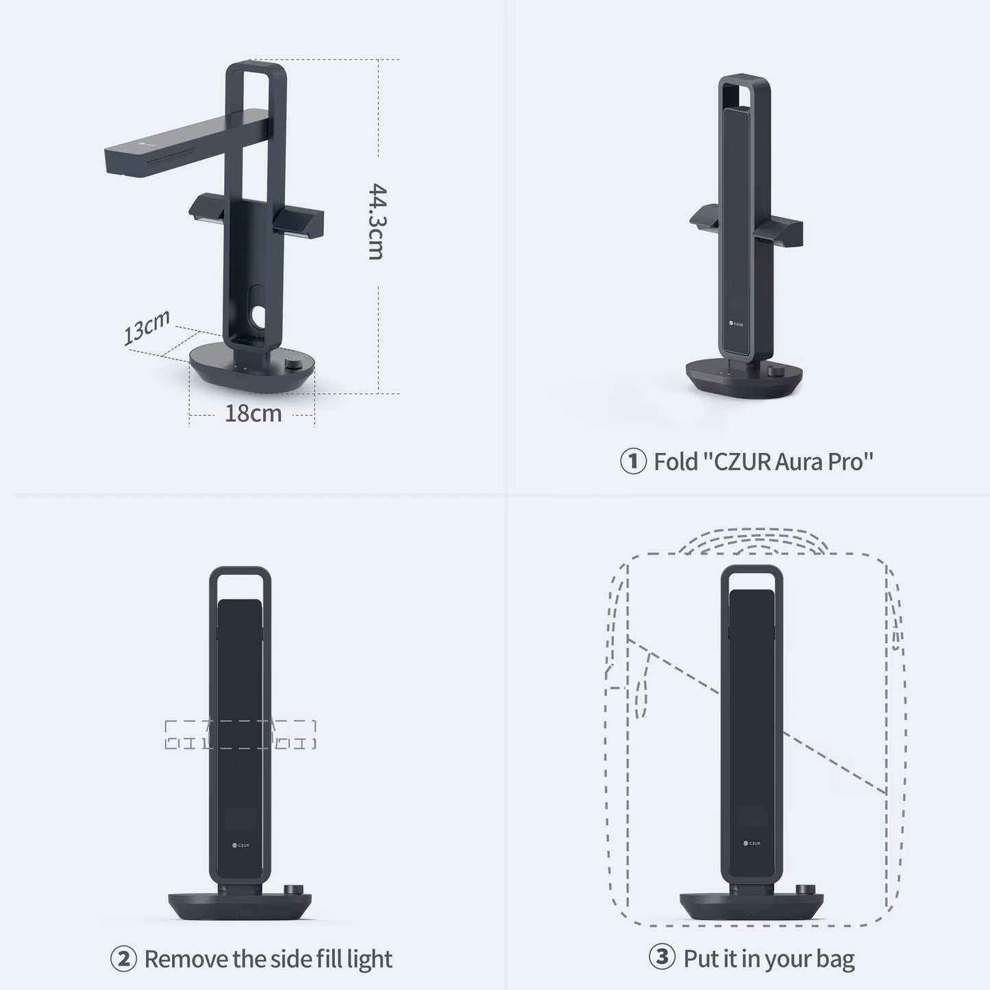 Book Scanner Aura Pro Portable Document Scanner 14MP Max A3 Size with Smart OCR Led Table Desk Lamp for Family Home Office