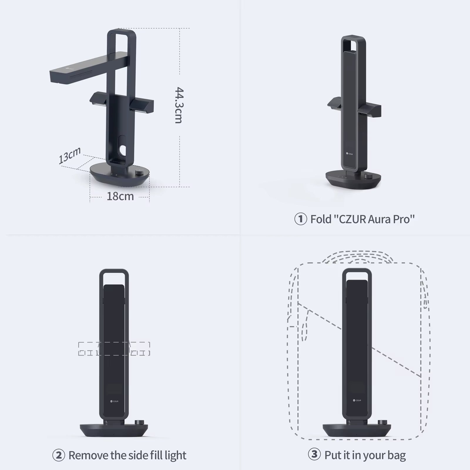 Book Scanner Aura Pro Portable Document Scanner 14MP Max A3 Size with Smart OCR Led Table Desk Lamp for Family Home Office