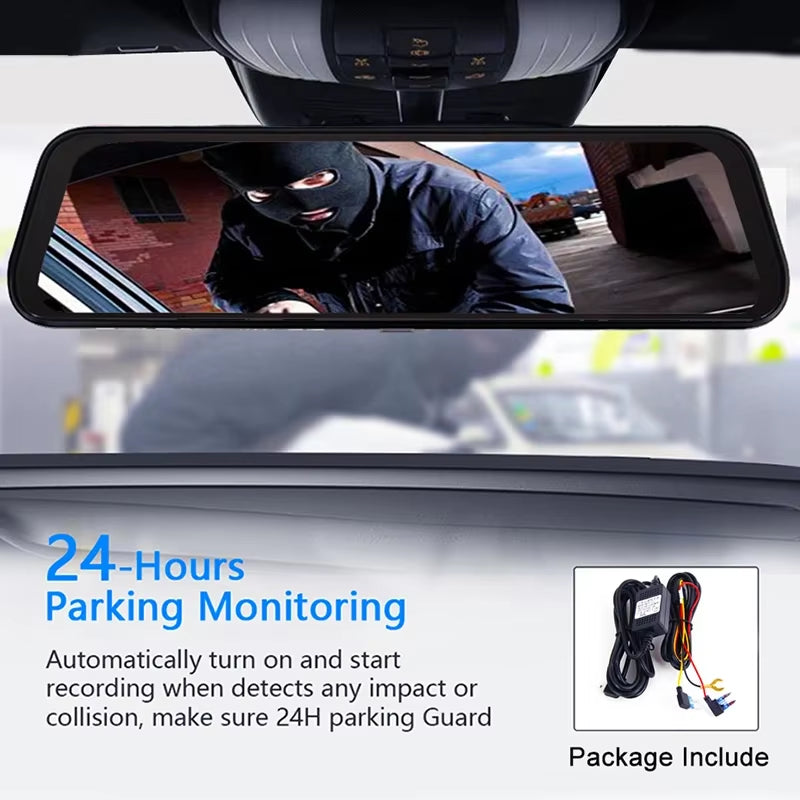 9.66" Car Rearview Mirror 4G Android GPS Dash Cam FHD 1080P Video Recorder Dual Camera DVR Wifi App Remote Monitoring