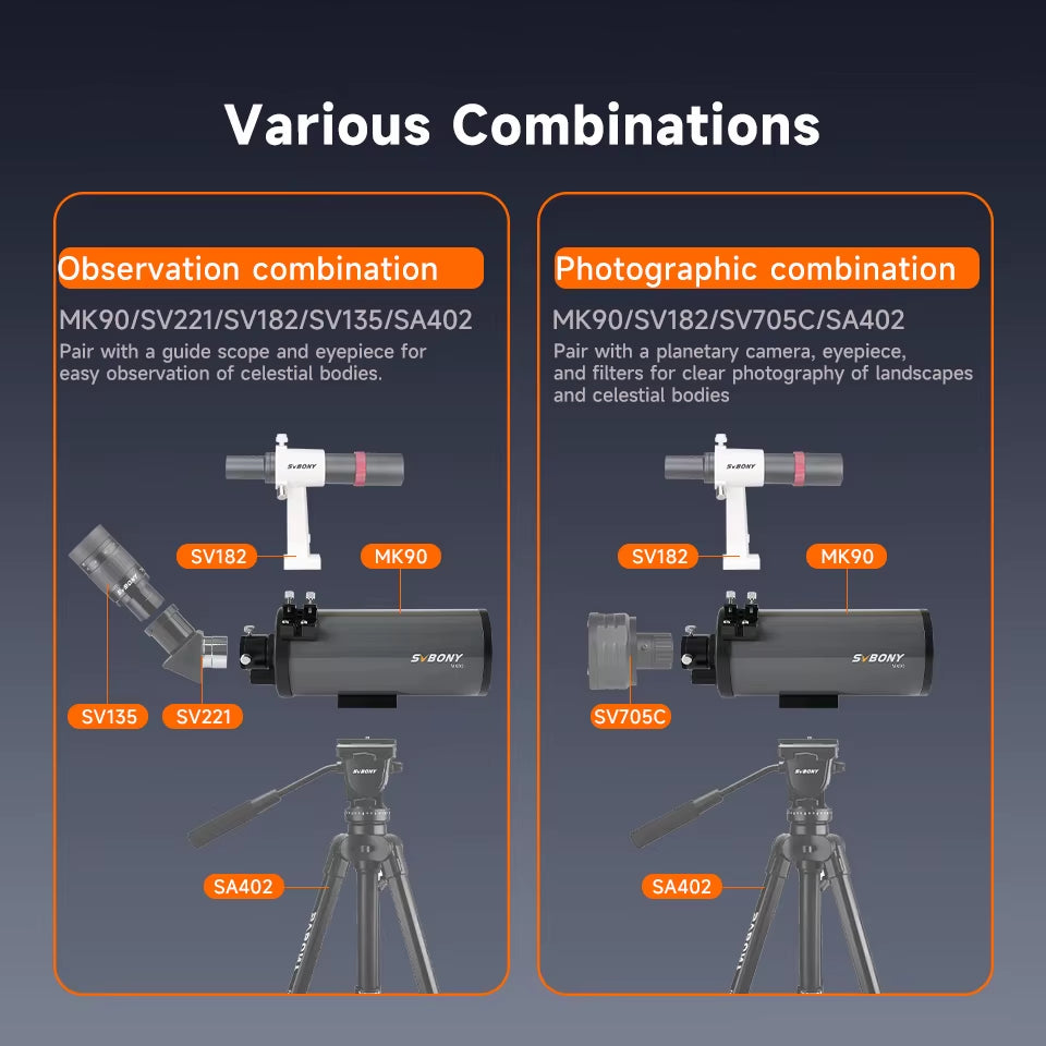MK90 Maksutov-Cassegrain Telescope 90Mm Aperture, Portable Grab-And-Go , Ideal for Lunar,Planetary Observations