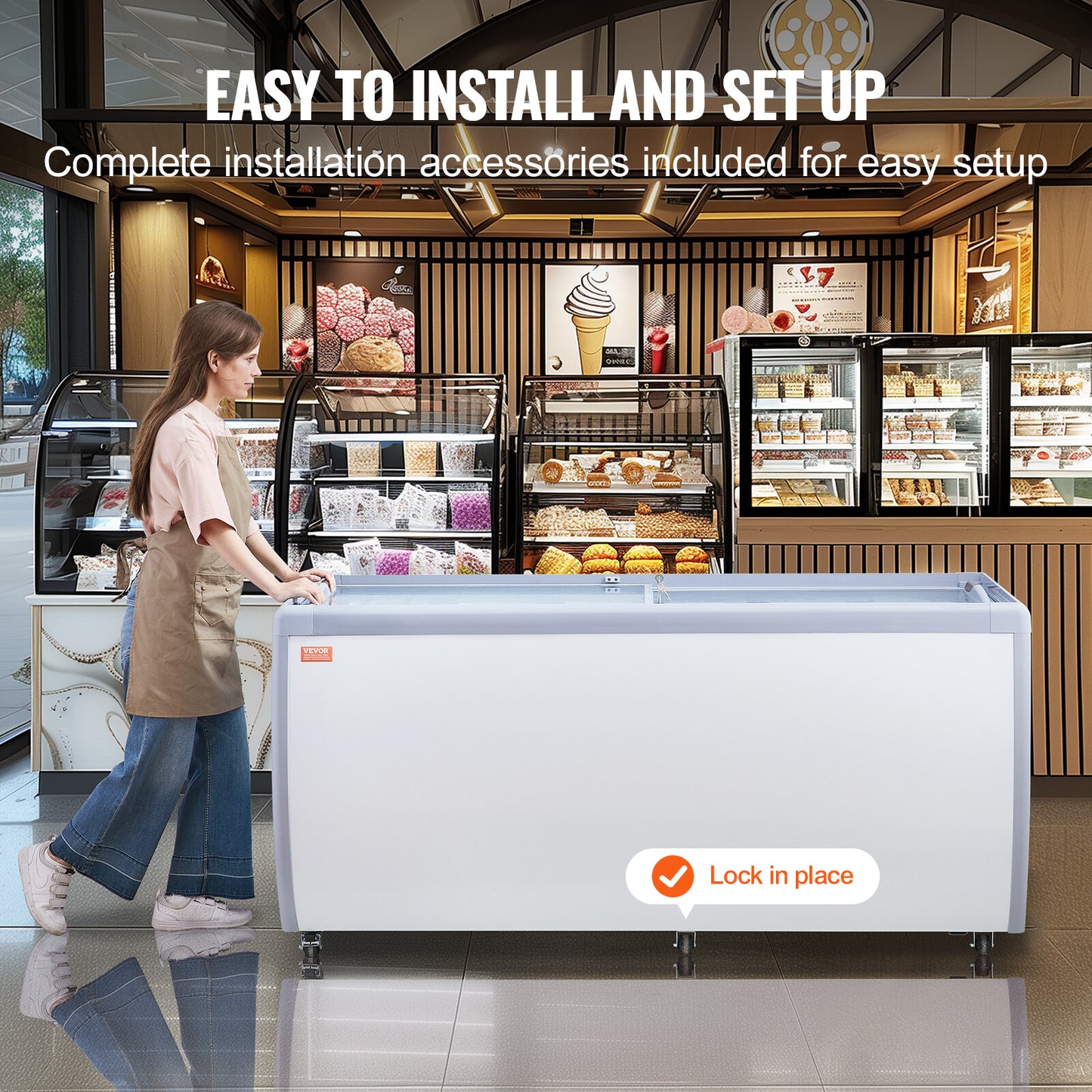 VEVOR Vetrina Gelato Commerciale 1800 X 715 X 880 Mm Vetrina per Gelato 567 L