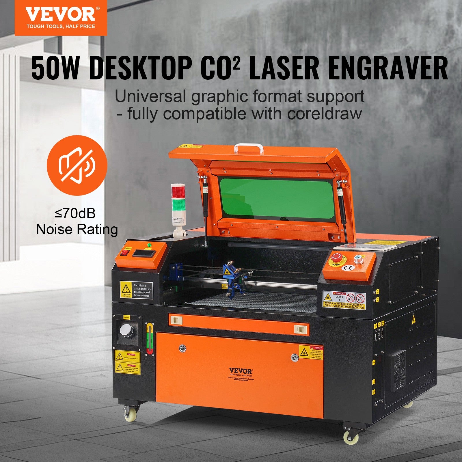 VEVOR Macchina Incisione Laser Compatta Stampante CO2 50W Piano Lavoro 30X50 Cm