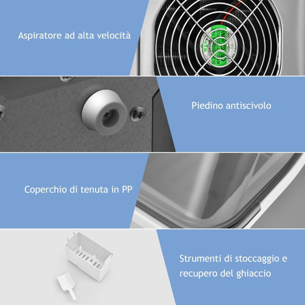 Macchina Del Ghiaccio Da Bancone Con Serbatoio Dell’Acqua, Macchina per Ghiaccio Elettrica Autopulizia Argento