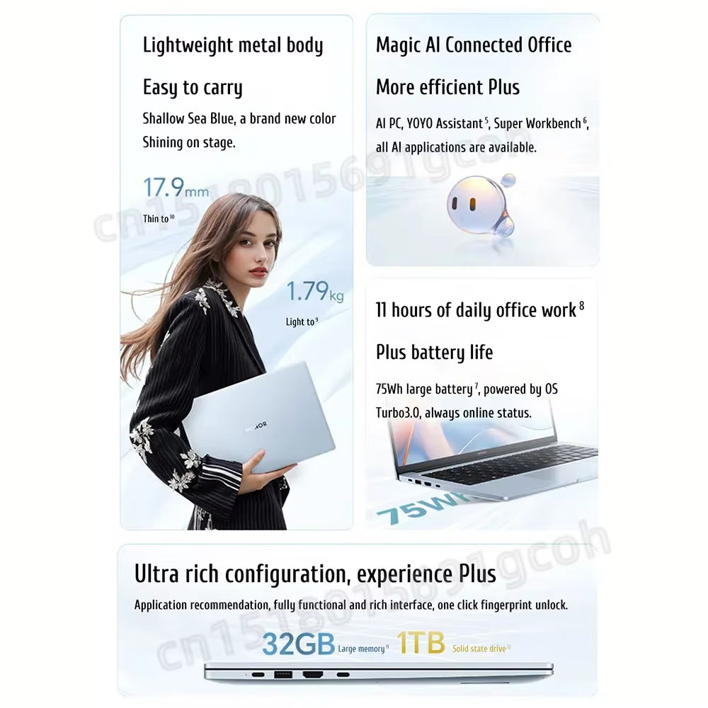 2025 Honor Magicbook X16 plus Laptop  Graphics Core5-220H 16G/32G 1T 2.5K 120Hz IPS Screen New Notebook 75Wh