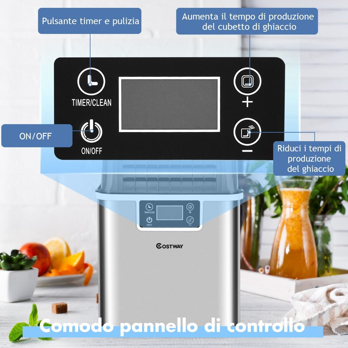 Macchina Del Ghiaccio Da Bancone Con Serbatoio Dell’Acqua, Macchina per Ghiaccio Elettrica Autopulizia Argento