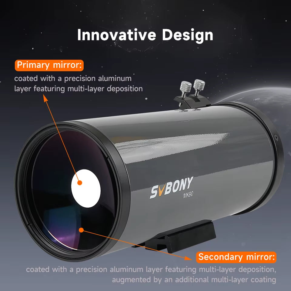 MK90 Maksutov-Cassegrain Telescope 90Mm Aperture, Portable Grab-And-Go , Ideal for Lunar,Planetary Observations